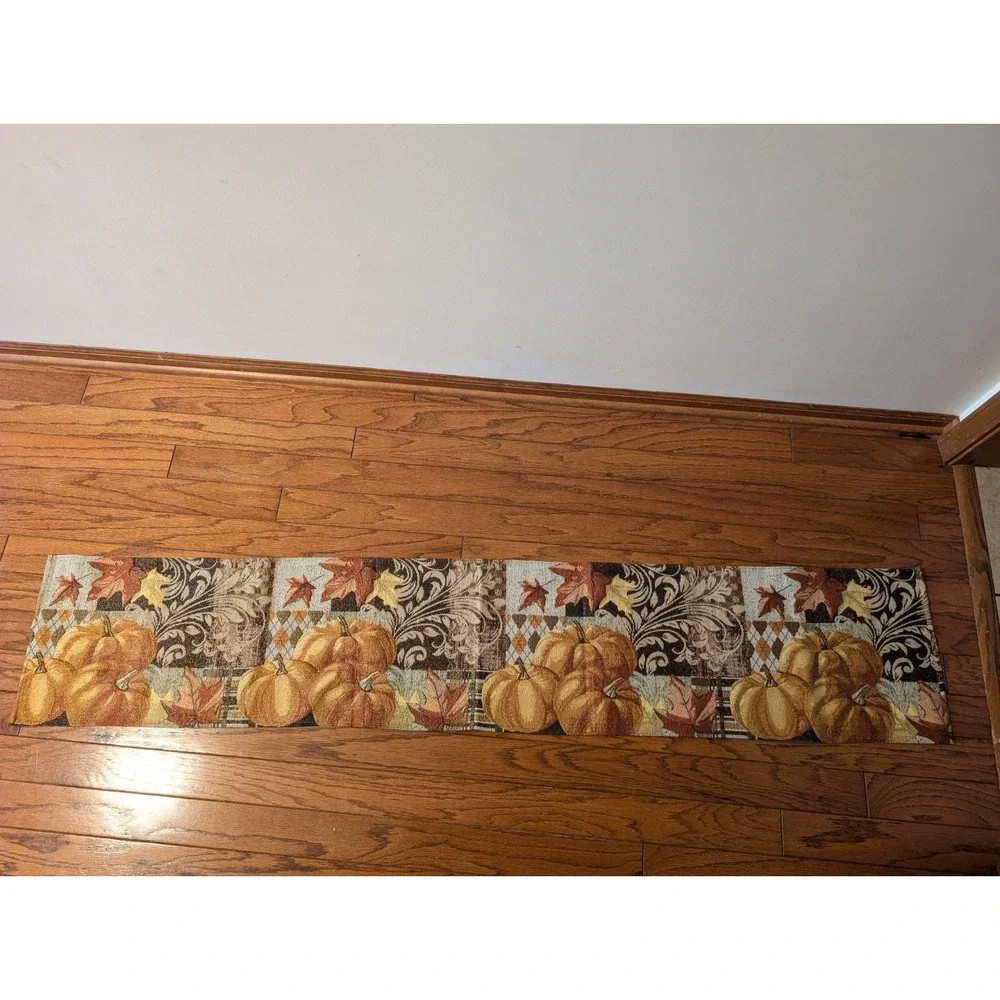 Vintage Table Runner Pumpkin Autumn Thanksgiving 69 Inches Long 13 Inches Wide